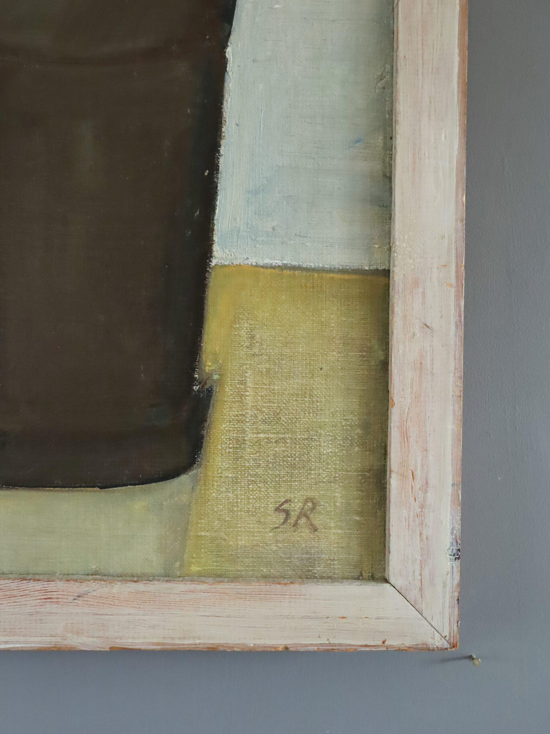 1957 Pintura al óleo sueca de bodegón expresivo de mediados del siglo XX - Jarra y limón en venta 4