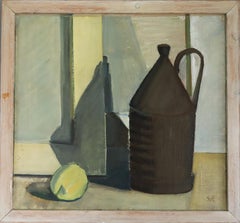 1957 Mid Century Modern Swedish Expressive Still Life Oil Painting - Jug 
Lemon