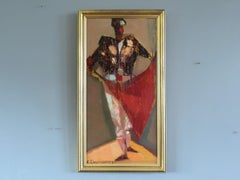 1957 Mid Century Modern Swedish Figurative Oil Painting - The Matador's Moment