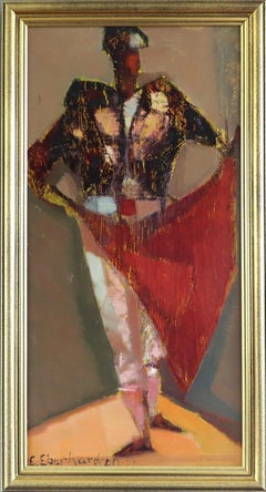 1957 Mid Century Modern Swedish Figurative Oil Painting - The Matador's Moment