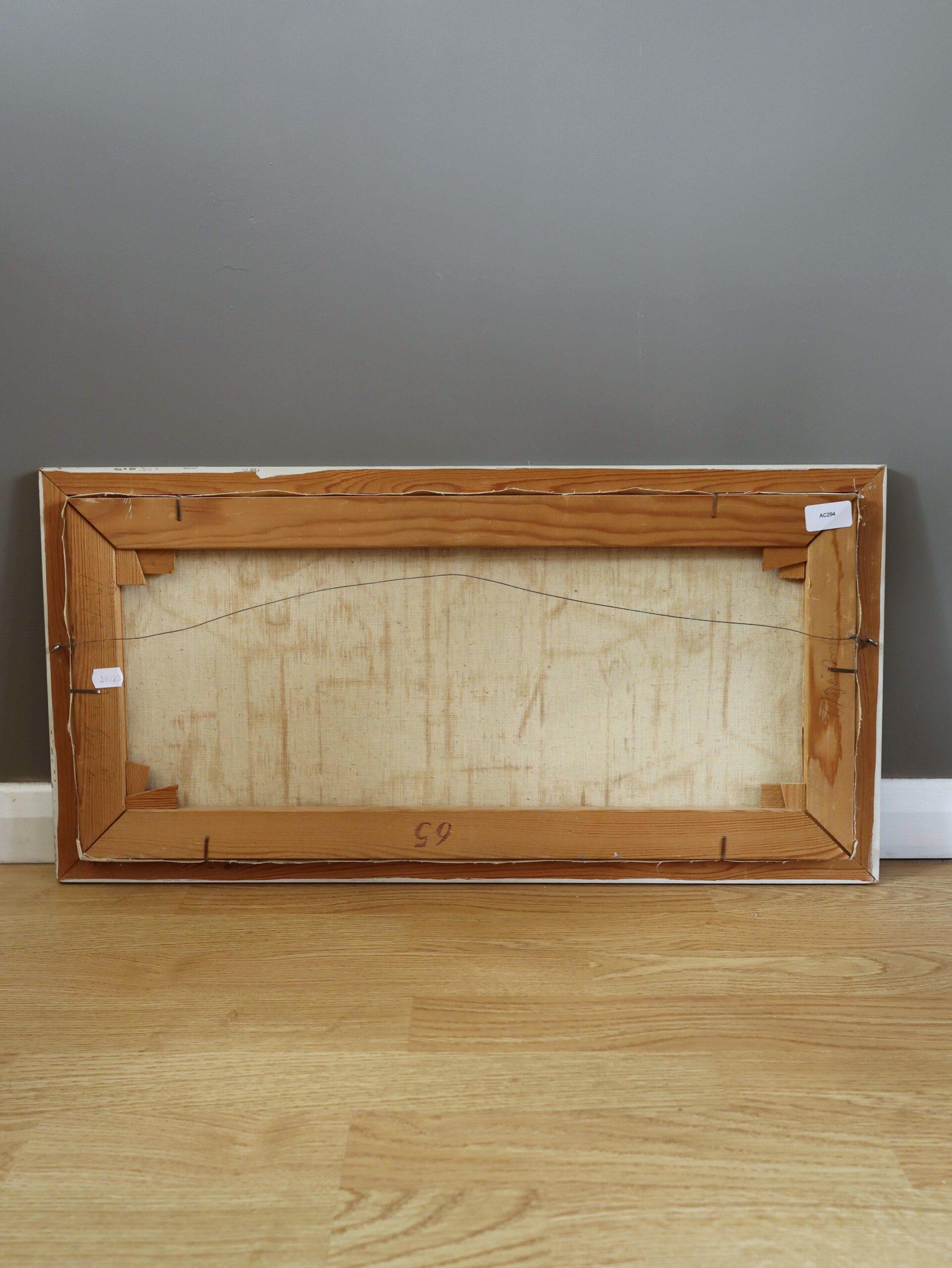 1957 Mid Century Modern Vintage Abstract Oil Painting - Industrial Abstraction For Sale 9