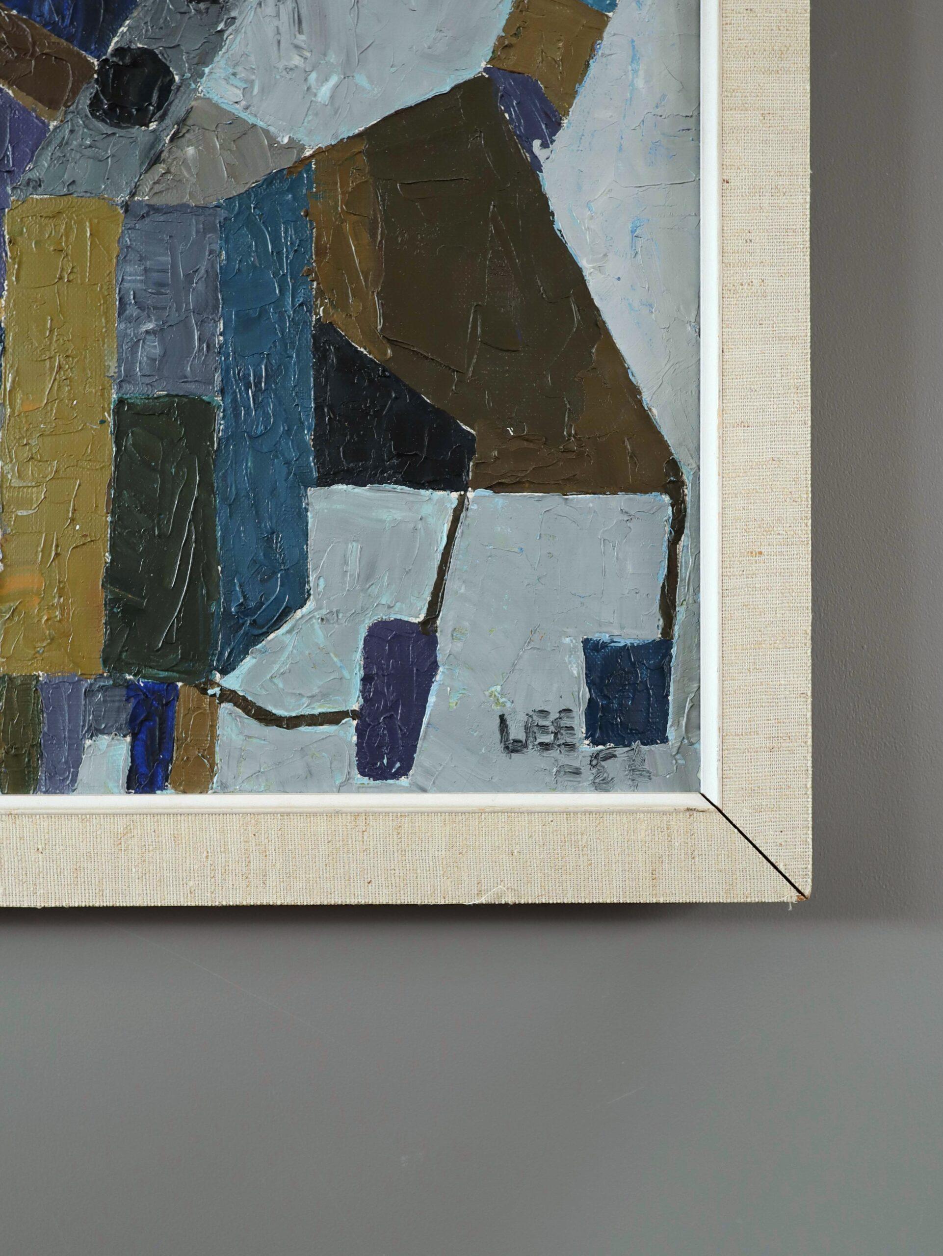 1957 Pittura ad olio astratta d'epoca Mid Century Modern - Astrazione industriale 2
