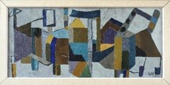 1957 Mid Century Modern Vintage Abstract Oil Painting - Industrial Abstraction