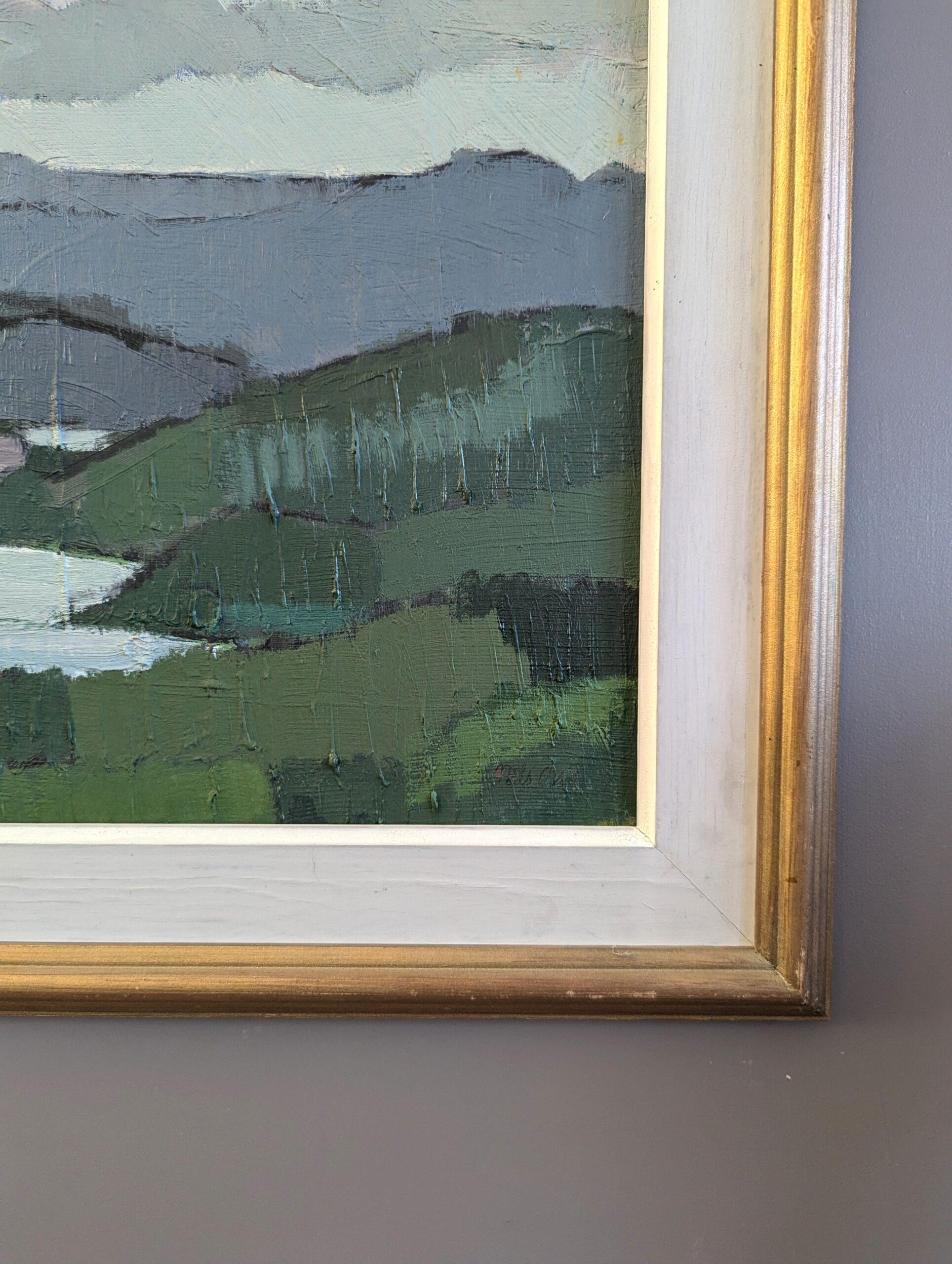 1957 Vintage Mid-Century Modern Abstrakte Landschaft Ölgemälde -Modernist Fluss, Vintage 3
