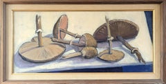 1957 Vintage Mid-Century Modern Original Oil Painting - Still Life with Fungi