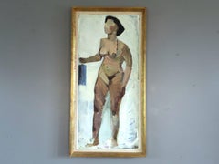 1957 Vintage Mid Century Swedish Figurative Oil Painting - Nude in Soft Light