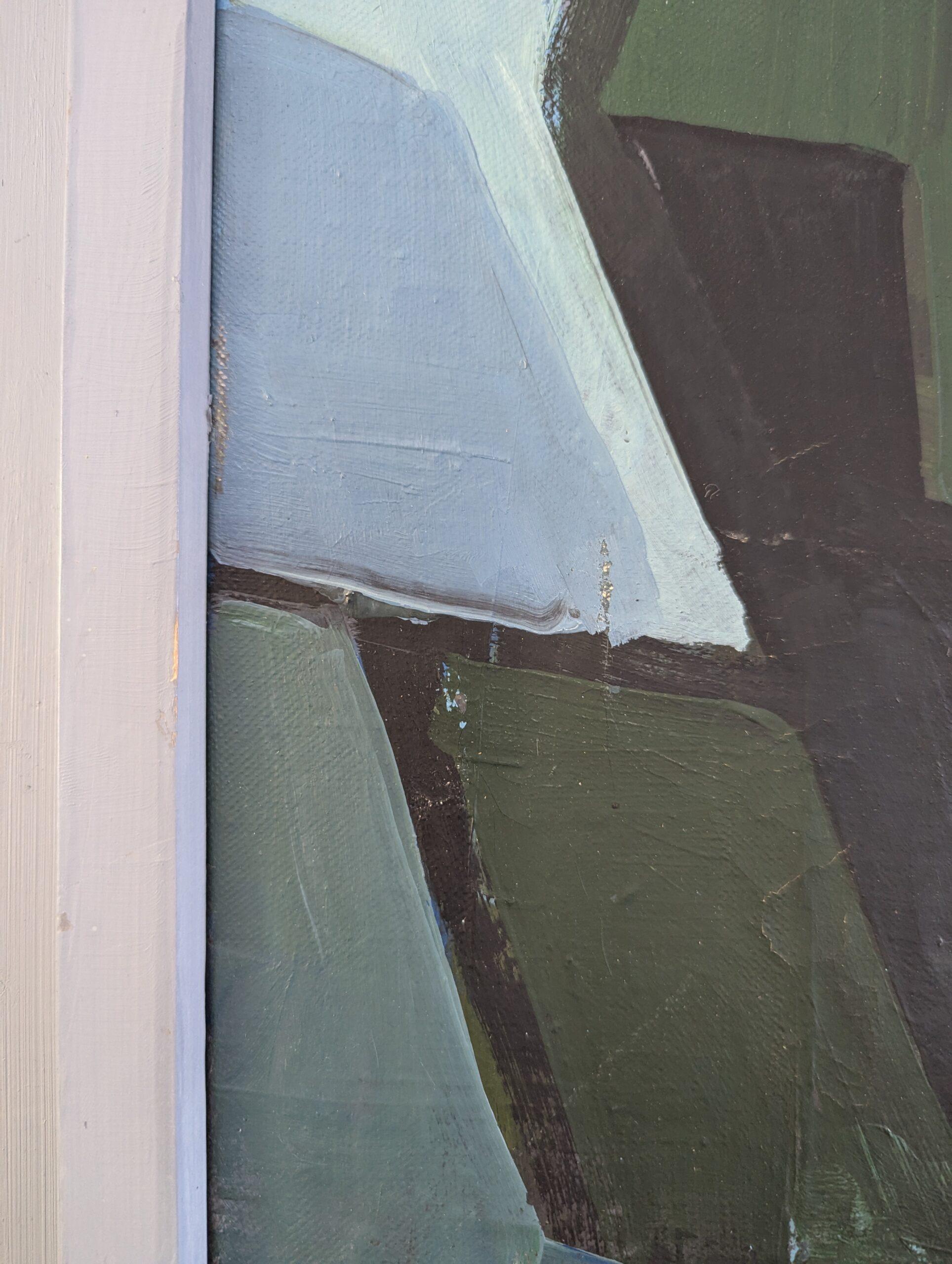 1958 Pittura ad olio di paesaggio astratto della metà del secolo scorso - Sentiero geometrico in vendita 7