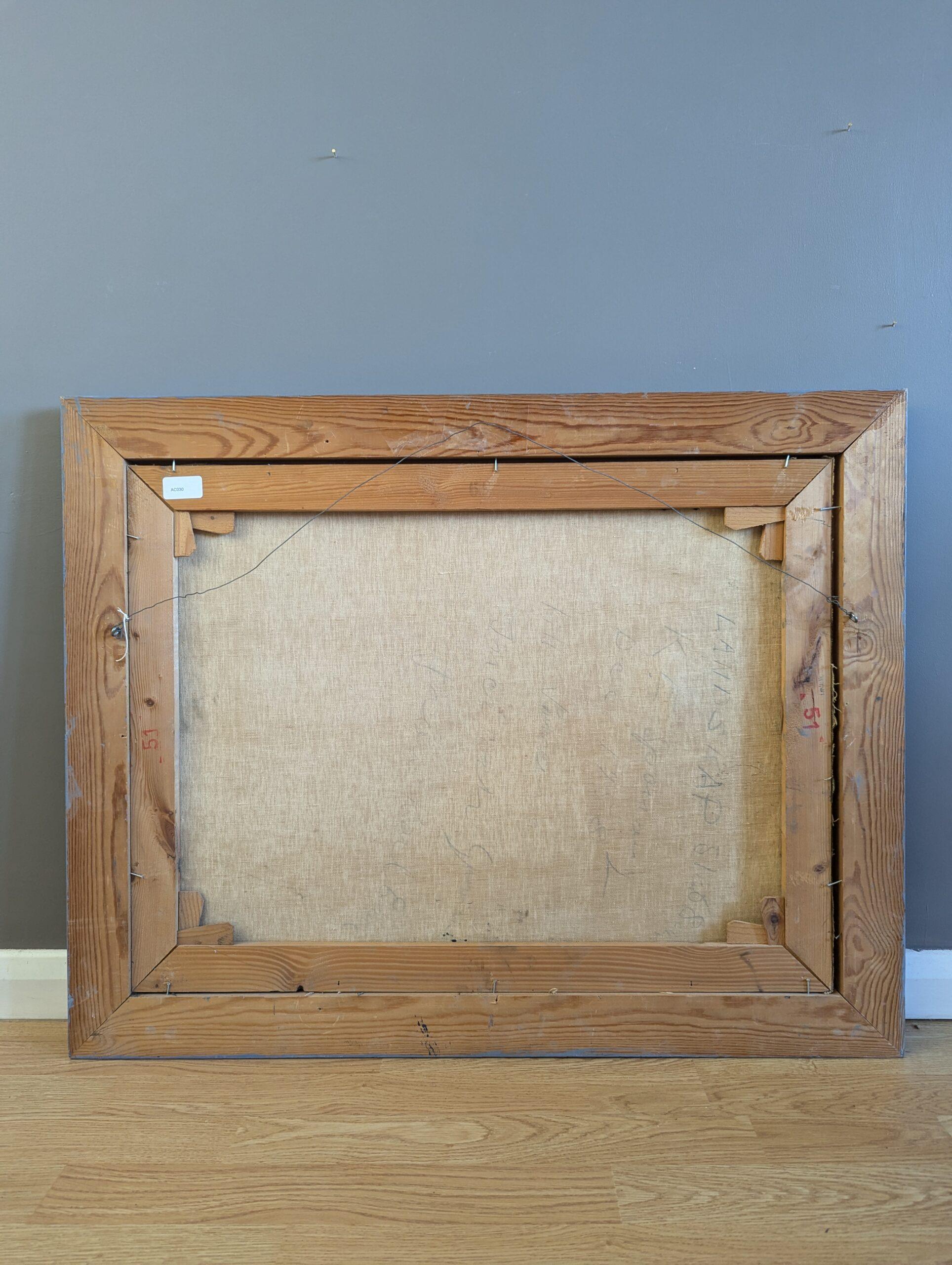1958 Pittura ad olio di paesaggio astratto della metà del secolo scorso - Sentiero geometrico in vendita 10