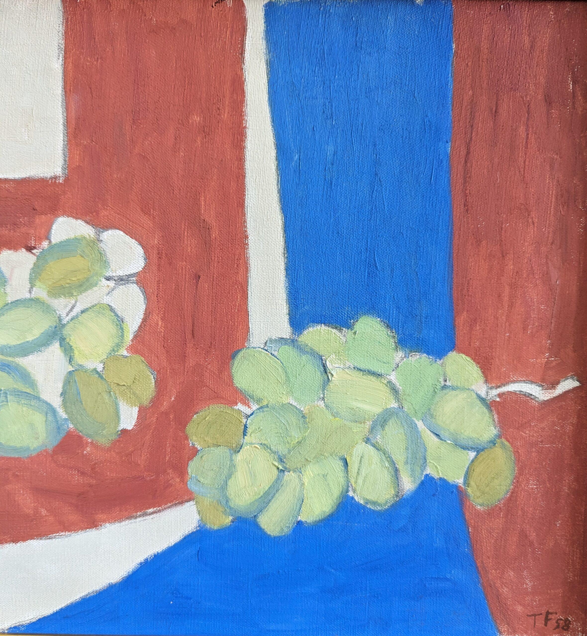 1958 Mid-Century Modern Still Life Oil Painting by Ture Fabiansson -Green Grapes For Sale 1