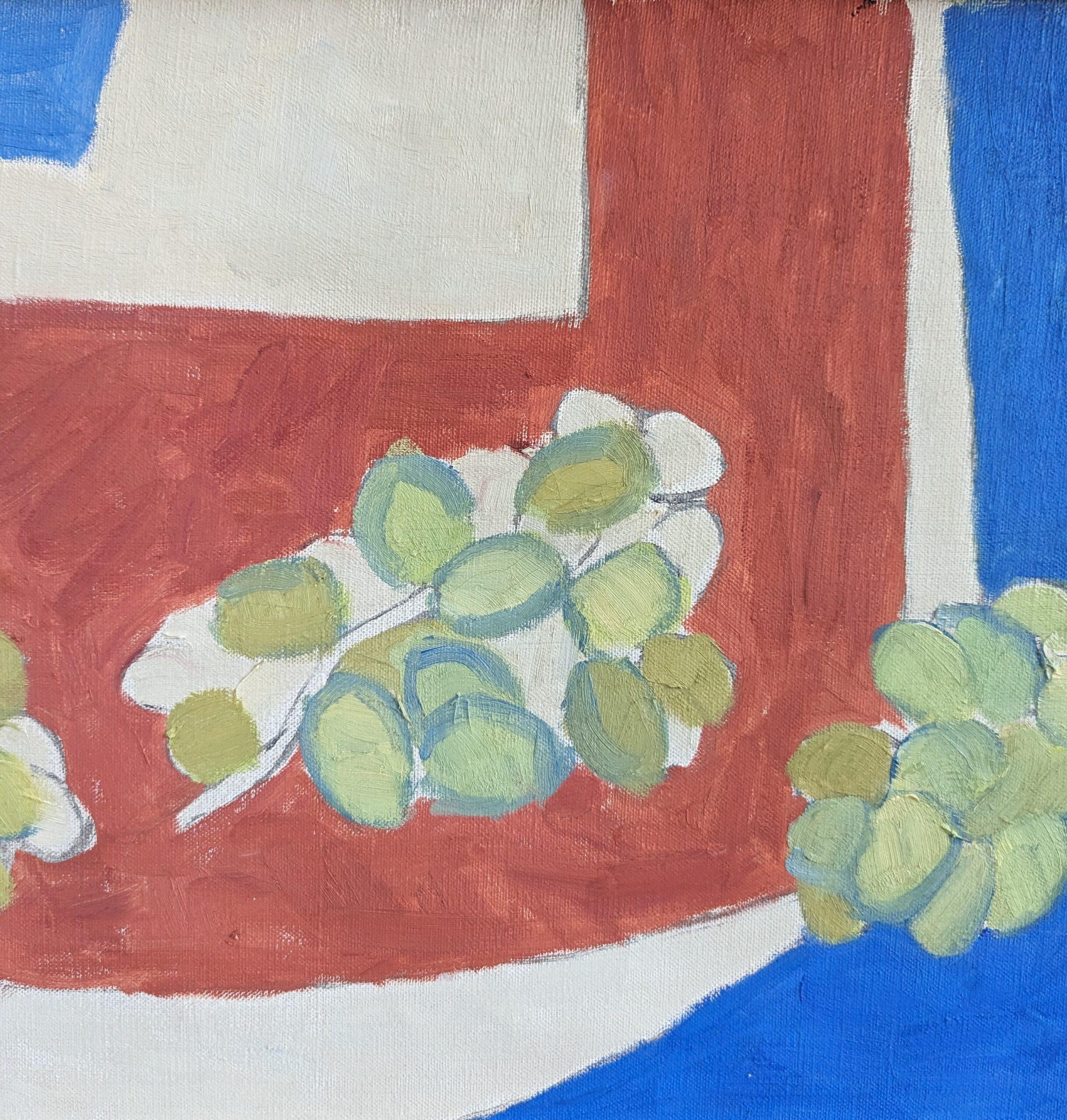 1958 Mid-Century Modern Still Life Oil Painting by Ture Fabiansson -Green Grapes For Sale 2