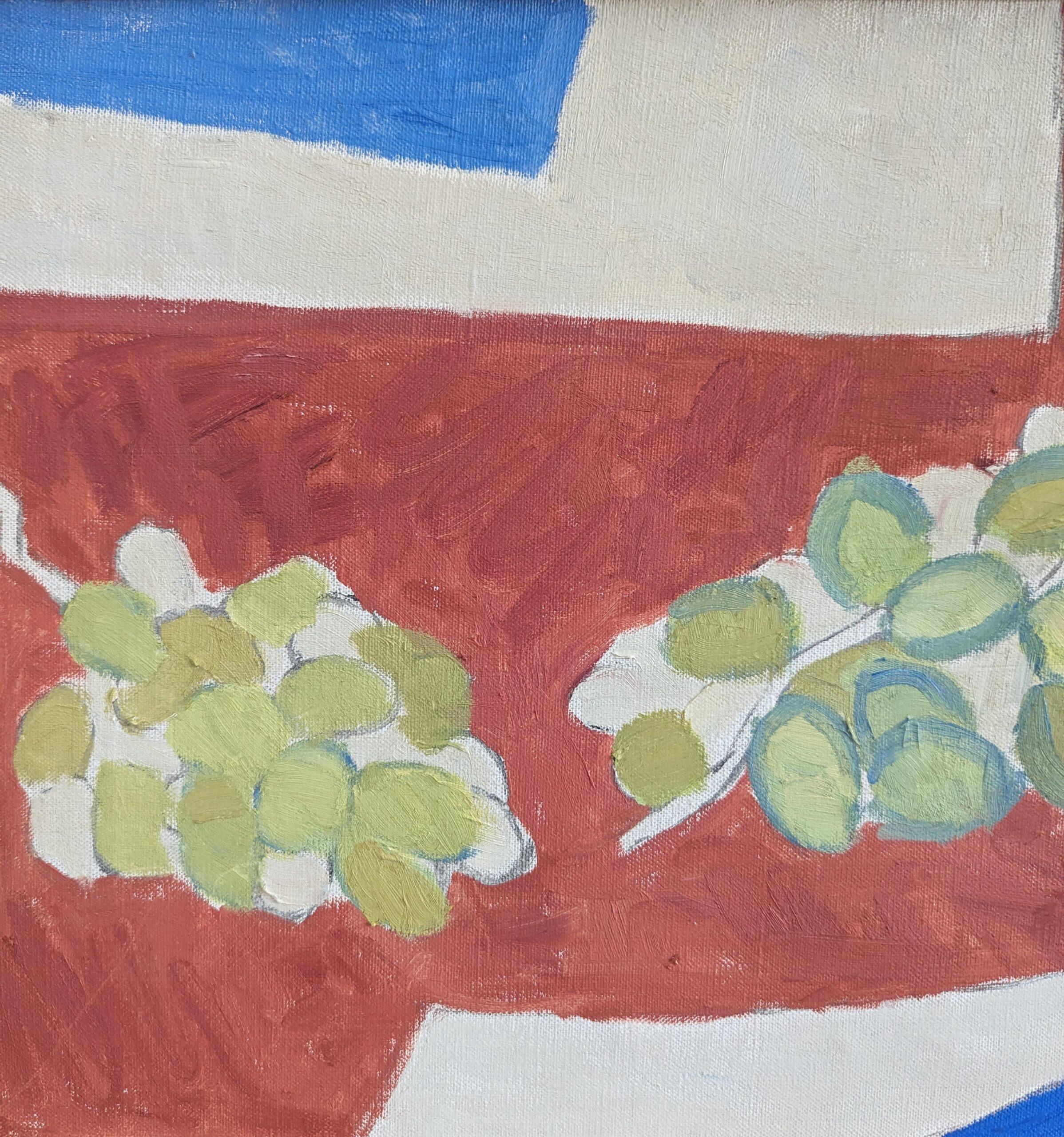1958 Mid-Century Modern Still Life Oil Painting by Ture Fabiansson -Green Grapes For Sale 3
