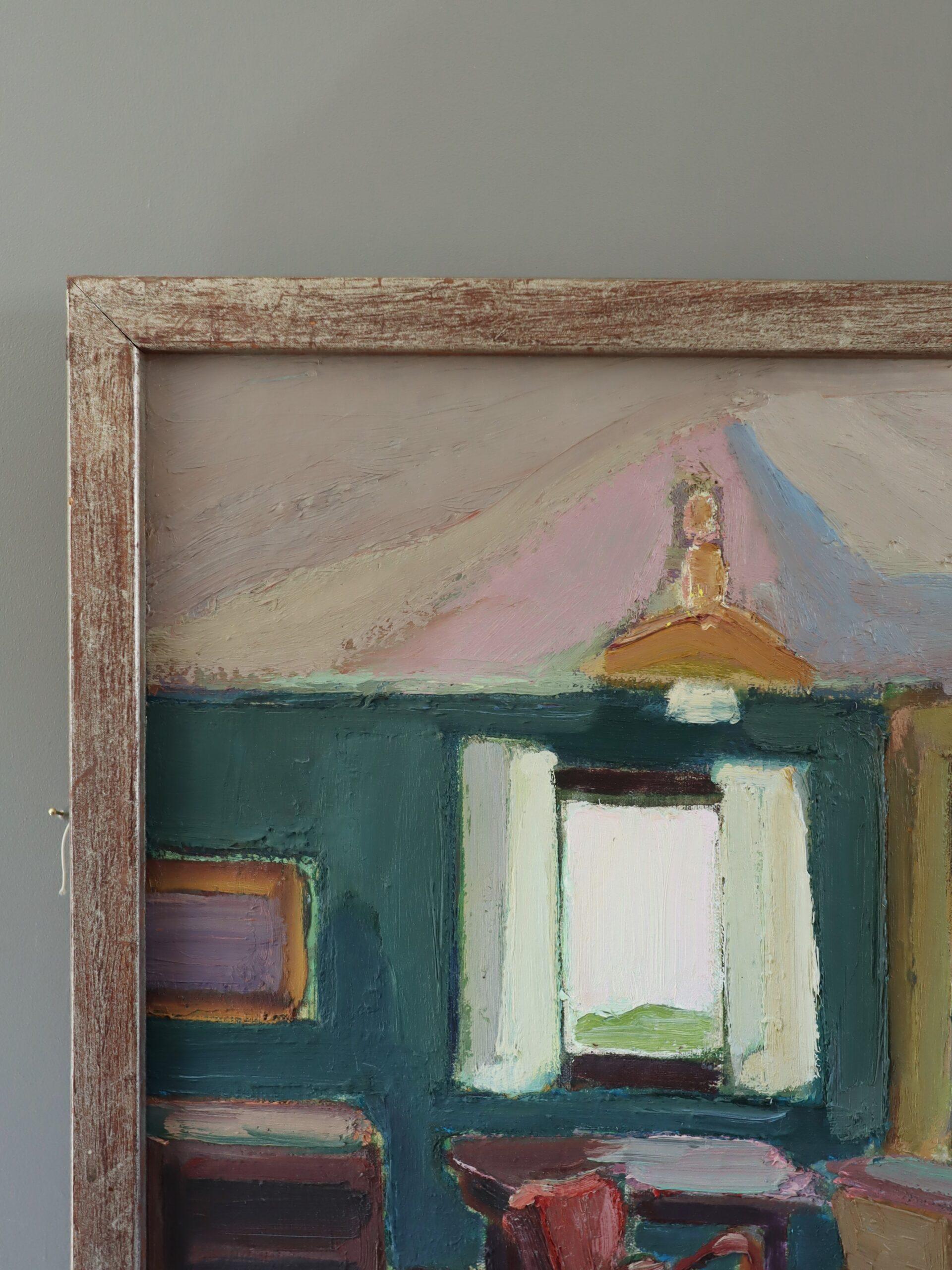 1958 Mid Century Modern Swedish Interior Scene Ölgemälde - Afternoon Light im Angebot 1