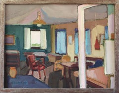 1958 Mid Century Modern Swedish Interior Scene Ölgemälde - Afternoon Light