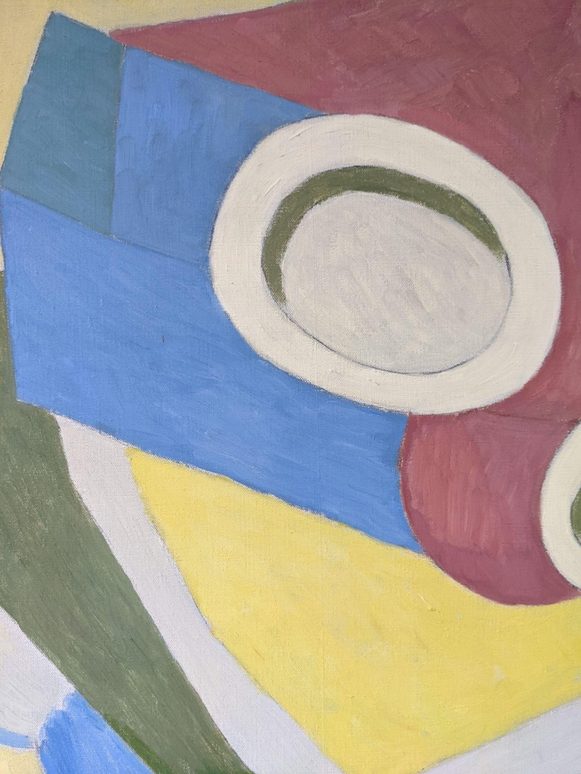 1958 Quadro ad olio svedese incorniciato Natura morta astratta di Ture Fabiansson - Piatti 4