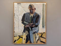 1958 Vintage Mid-Century Modern Figuratives Porträt Ölgemälde, Mid-Century Modern, Ölgemälde, „Der Suited Man“