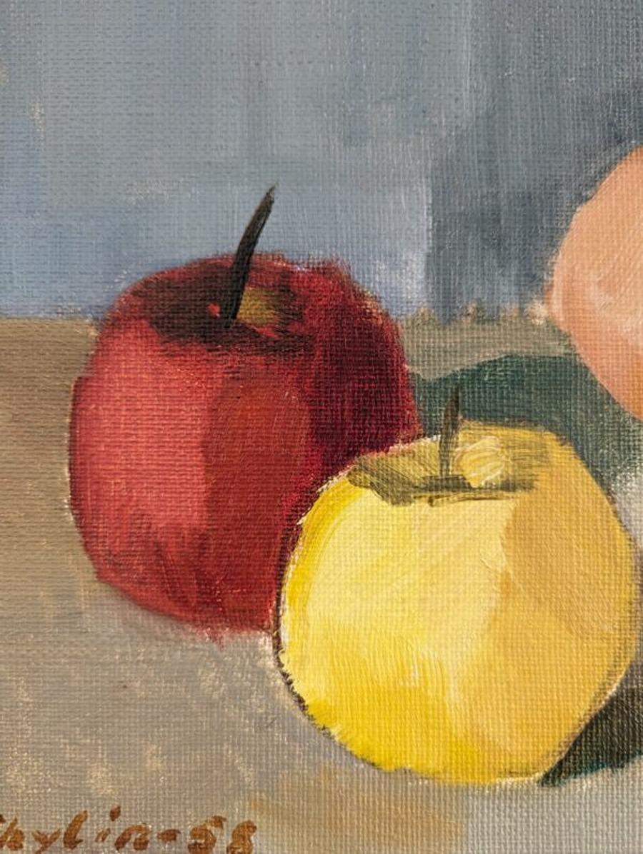 1958 Vintage Mid-Century Modern Modern Swedish Still Life Oil Painting - Three Fruit 7