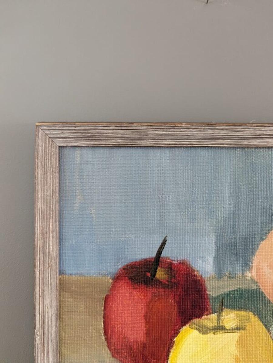 1958 Vintage Mid-Century Modern Modern Swedish Still Life Oil Painting - Three Fruit 2