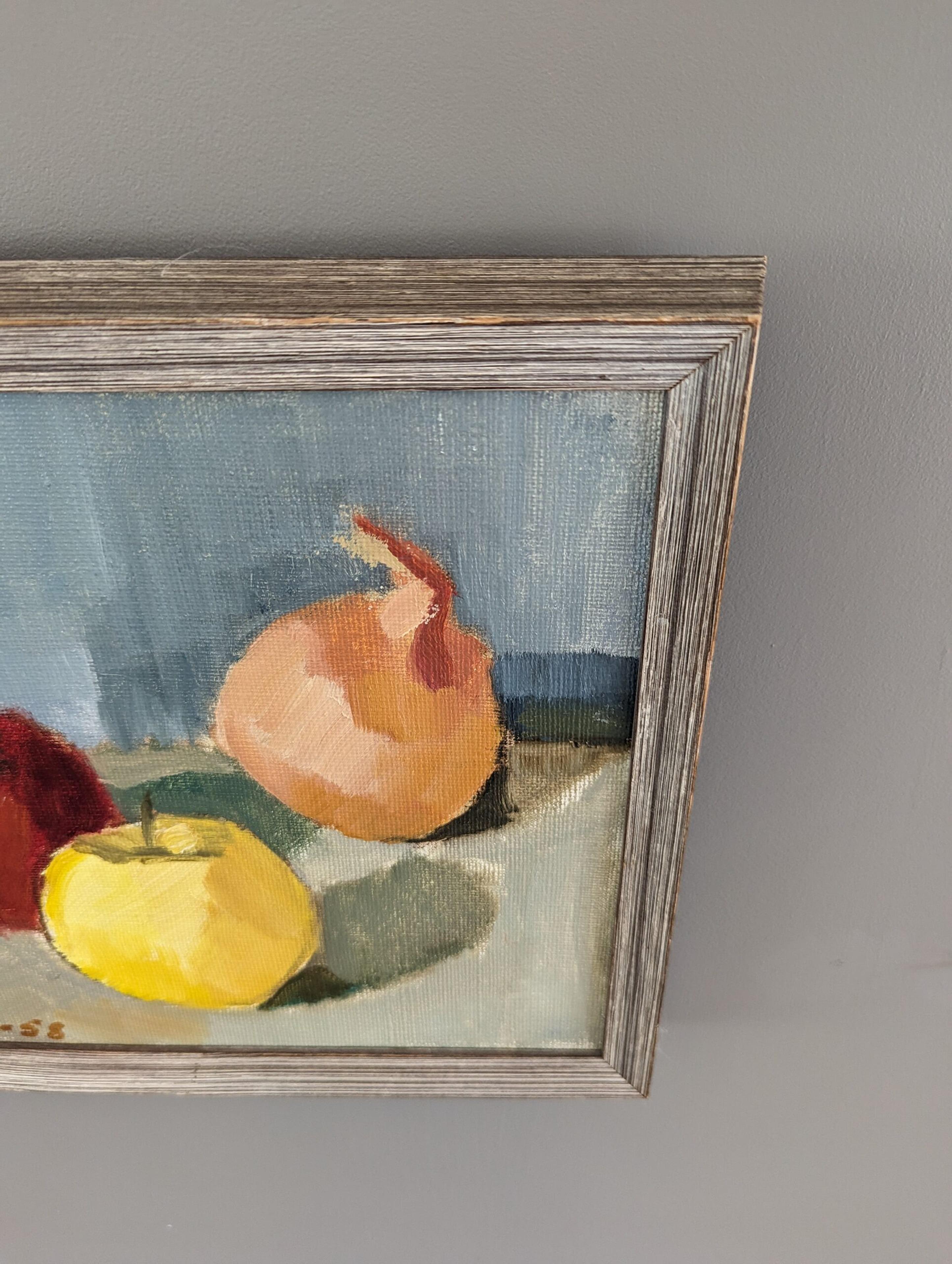 1958 Vintage Mid-Century Modern Modern Swedish Still Life Oil Painting - Three Fruit 3