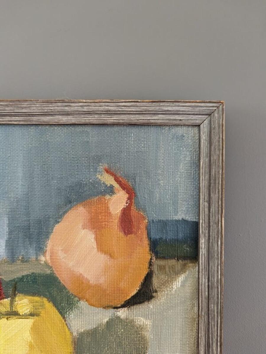 1958 Vintage Mid-Century Modern Modern Swedish Still Life Oil Painting - Three Fruit 4