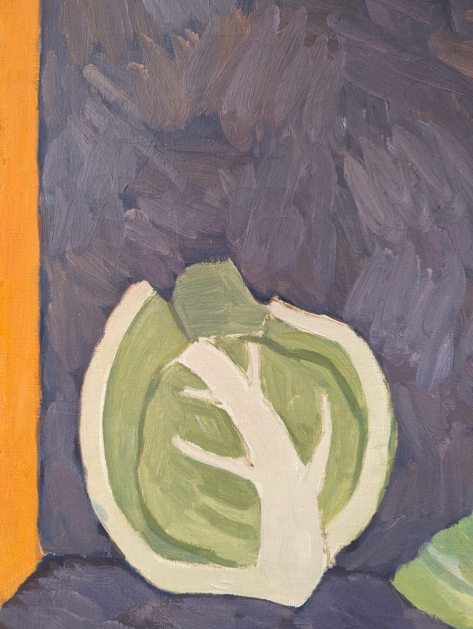 Bodegón moderno de mediados de siglo de 1959 Pintura al óleo de Ture Fabiansson -Coliflores 5