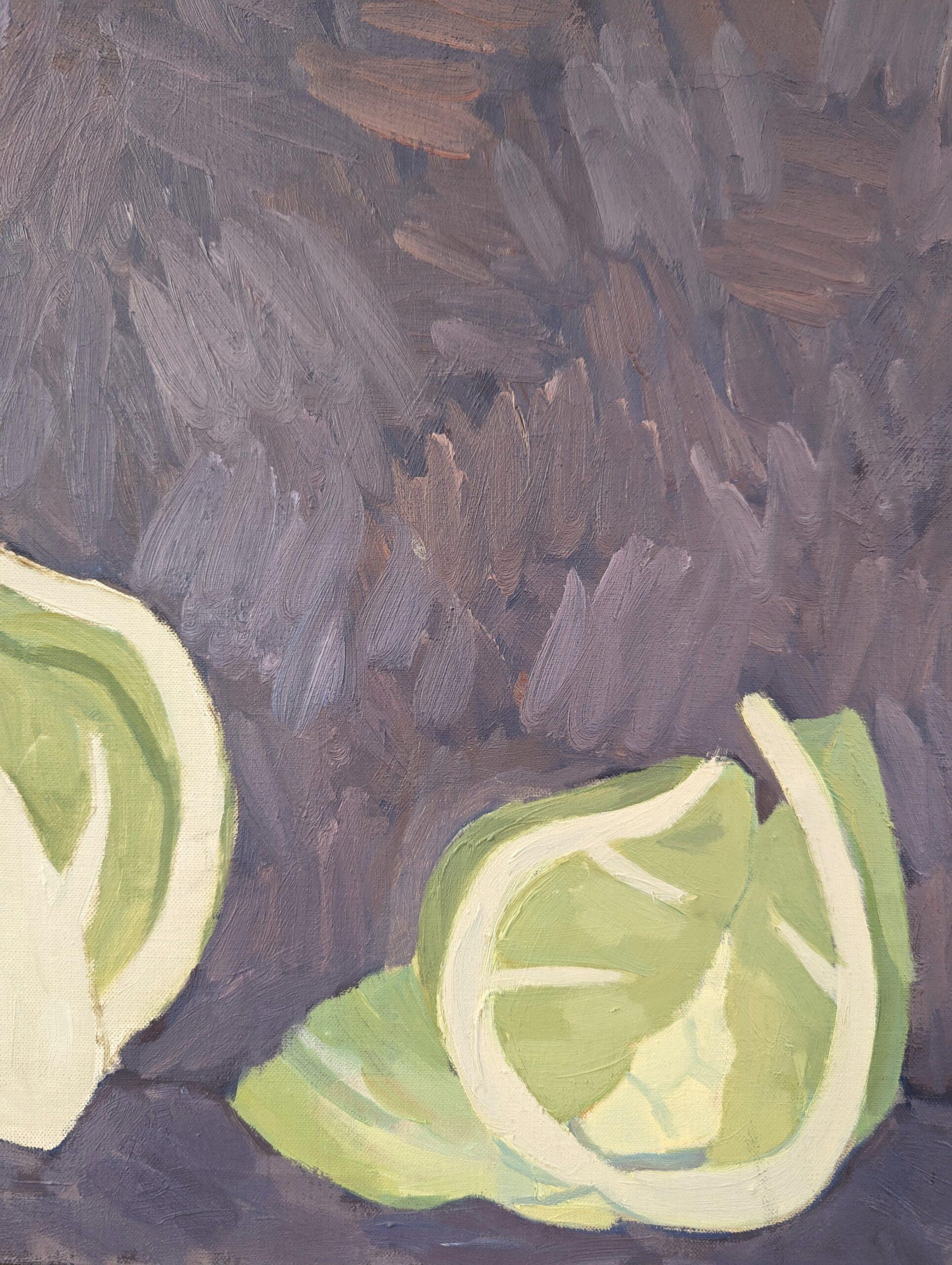 Bodegón moderno de mediados de siglo de 1959 Pintura al óleo de Ture Fabiansson -Coliflores 6