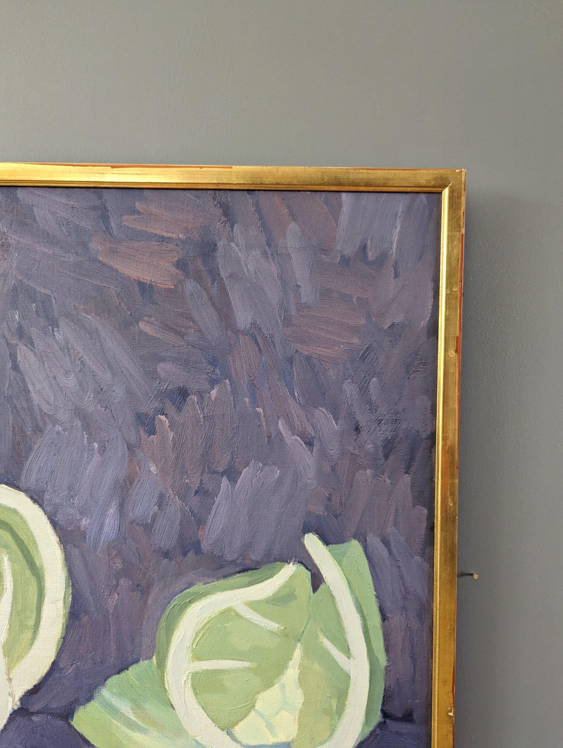 Bodegón moderno de mediados de siglo de 1959 Pintura al óleo de Ture Fabiansson -Coliflores 3