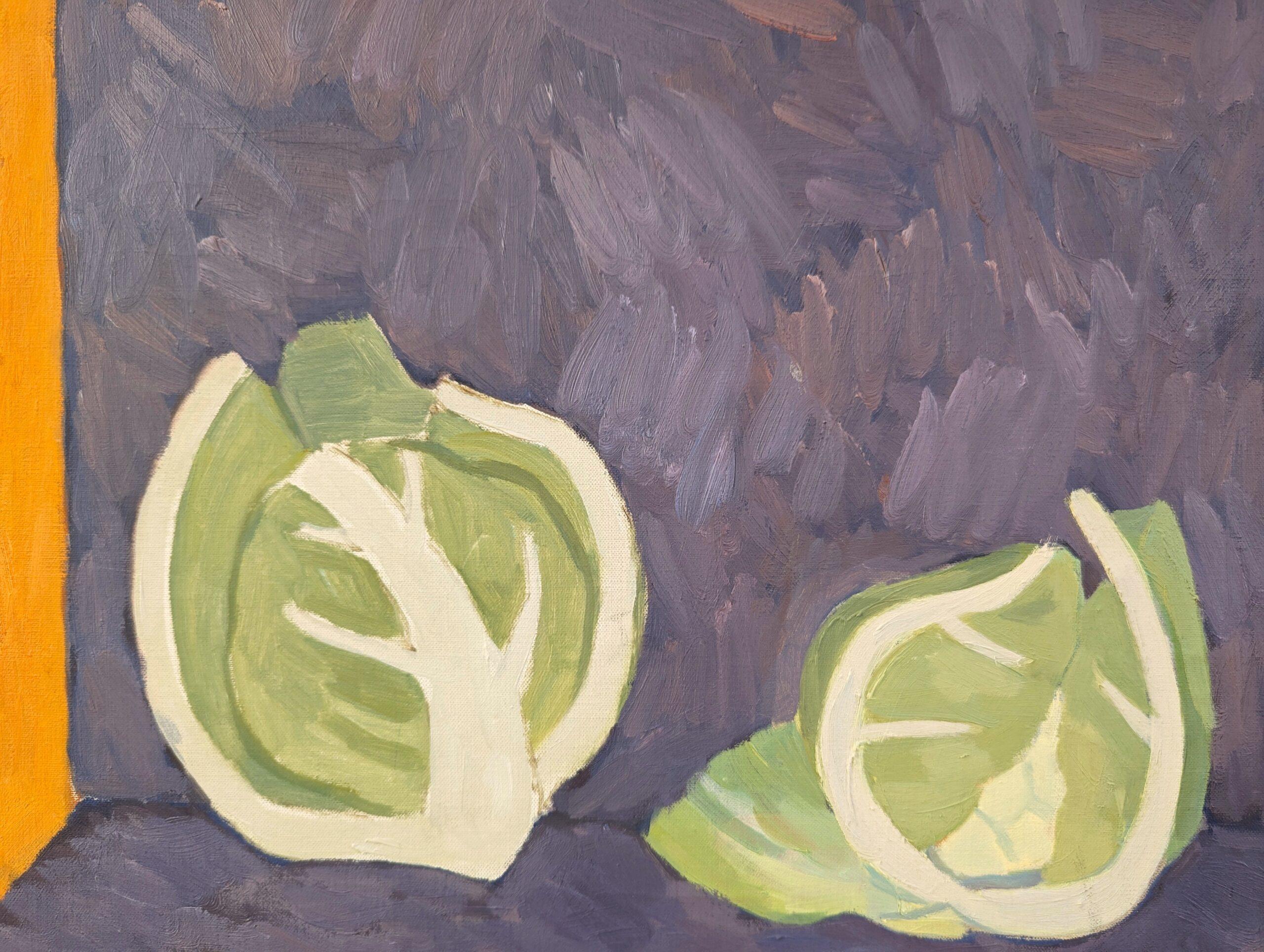 Bodegón moderno de mediados de siglo de 1959 Pintura al óleo de Ture Fabiansson -Coliflores 4