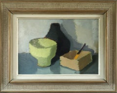 1959 Mid Century Modern Swedish Still Life Oil Painting- Objects in Conversation