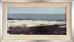 1960 Mid Century Modern Abstract Coastal Landscape Oil Painting - Fading Tide
