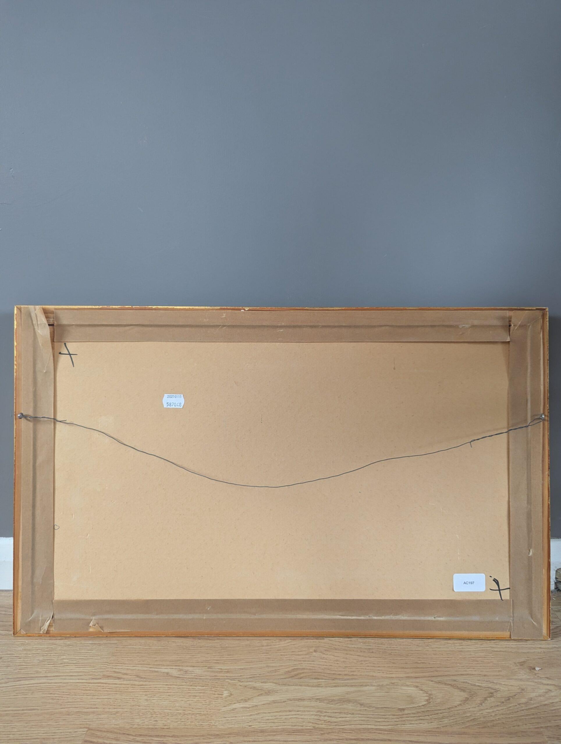 1960 Mid Century Modern Geometric Abstract Oil Painting - Puerto geométrico en venta 8