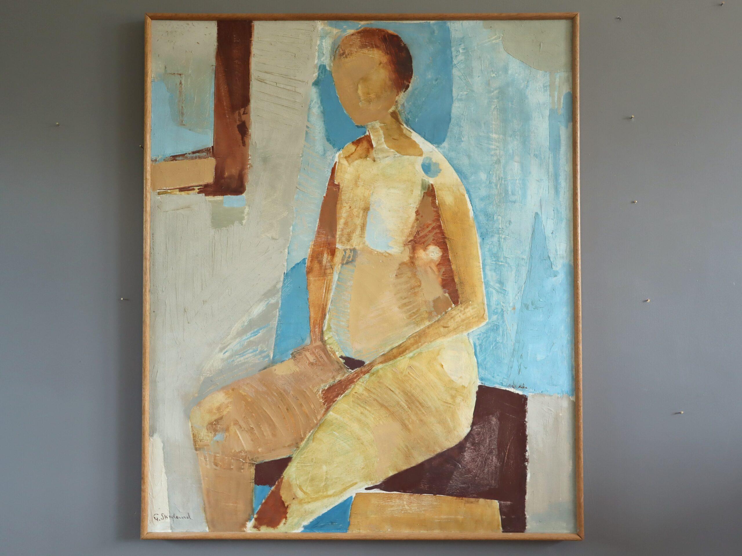1960 Mid Century Modern Semi-Abstractative Figurative Nude Ölgemälde - Astrid – Painting von Unknown