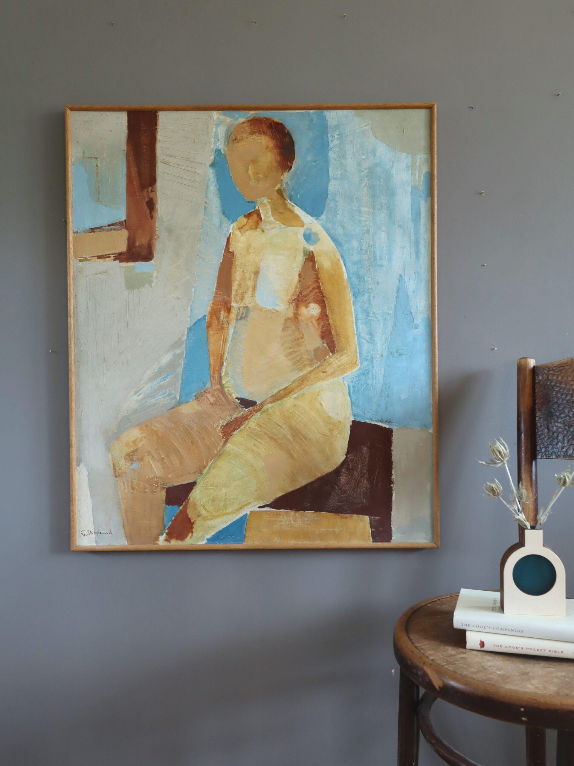 1960 Mid Century Modern Semi-Abstractative Figurative Nude Ölgemälde - Astrid (Moderne), Painting, von Unknown