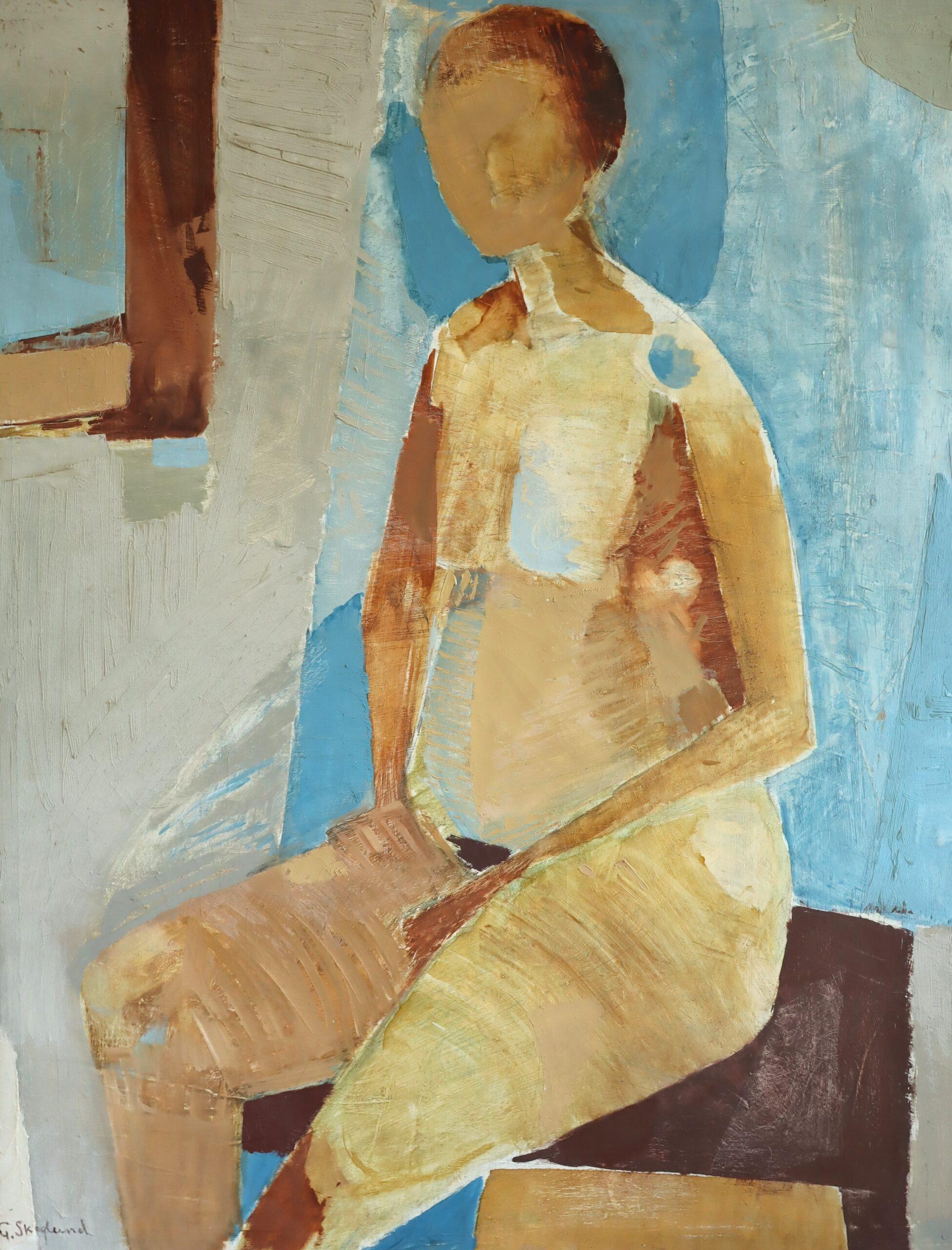 1960 Mid Century Modern Semi-Abstractative Figurative Nude Ölgemälde - Astrid im Angebot 2