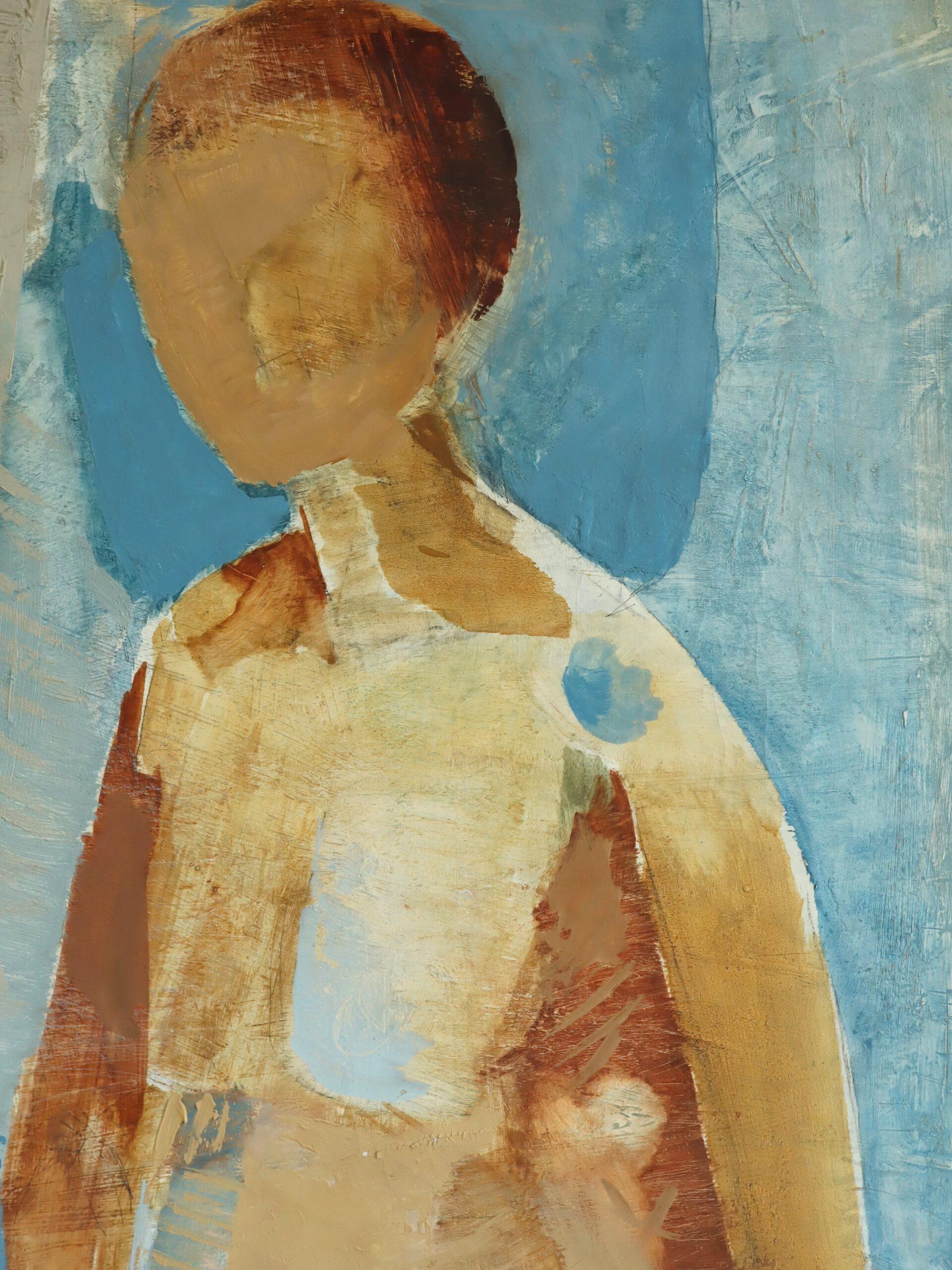 1960 Mid Century Modern Semi-Abstractative Figurative Nude Ölgemälde - Astrid im Angebot 3