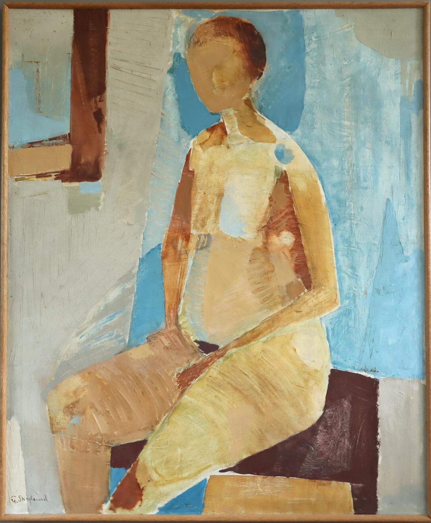 1960 Mid Century Modern Semi-Abstract Figurative Nude Oil Painting - Astrid