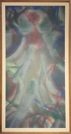 Blue, Red and Green Abstract Cubist Figure Painting