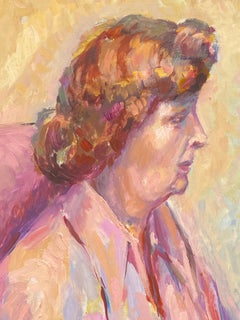 1960's British Original Oil Painting, Side Portrait of a Woman