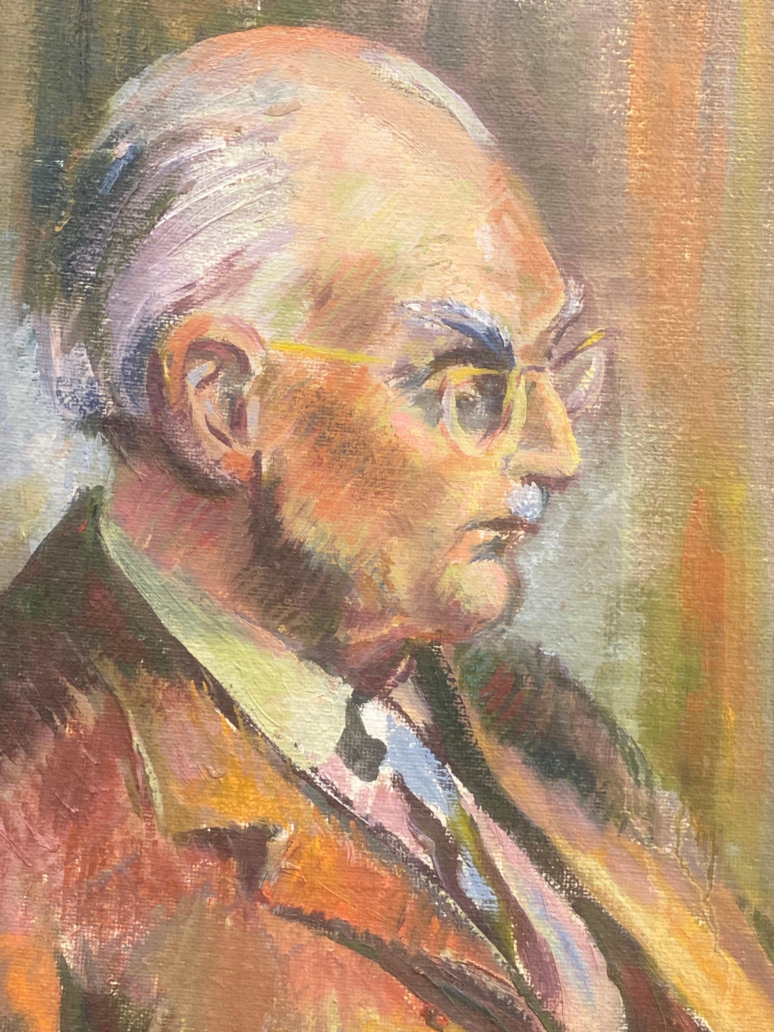 1960's British Original Oil Painting, Wise Man Portrait - Brown Figurative Painting by Unknown