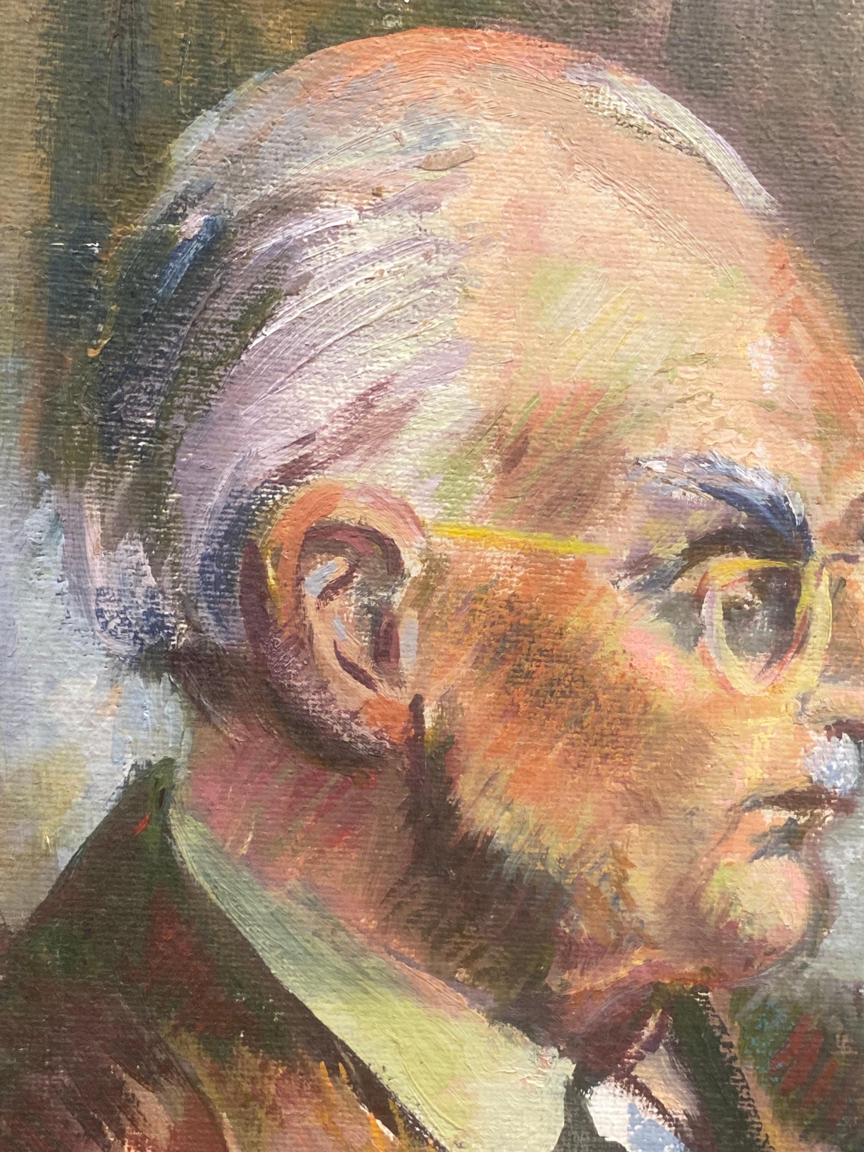 1960's British Original Oil Painting, Wise Man Portrait For Sale 2
