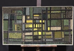 1960's CUBIST WOOLWORK ORIGINAL FRENCH ARTWORK - VERY LARGE ABSTRACT