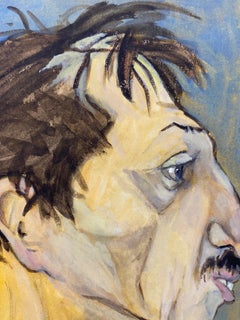 1960's French Portrait Brunette Man Side Profile Caricature