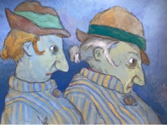 Ritratto francese anni '60 di detective donna, mantelli e cappelli - Caricature