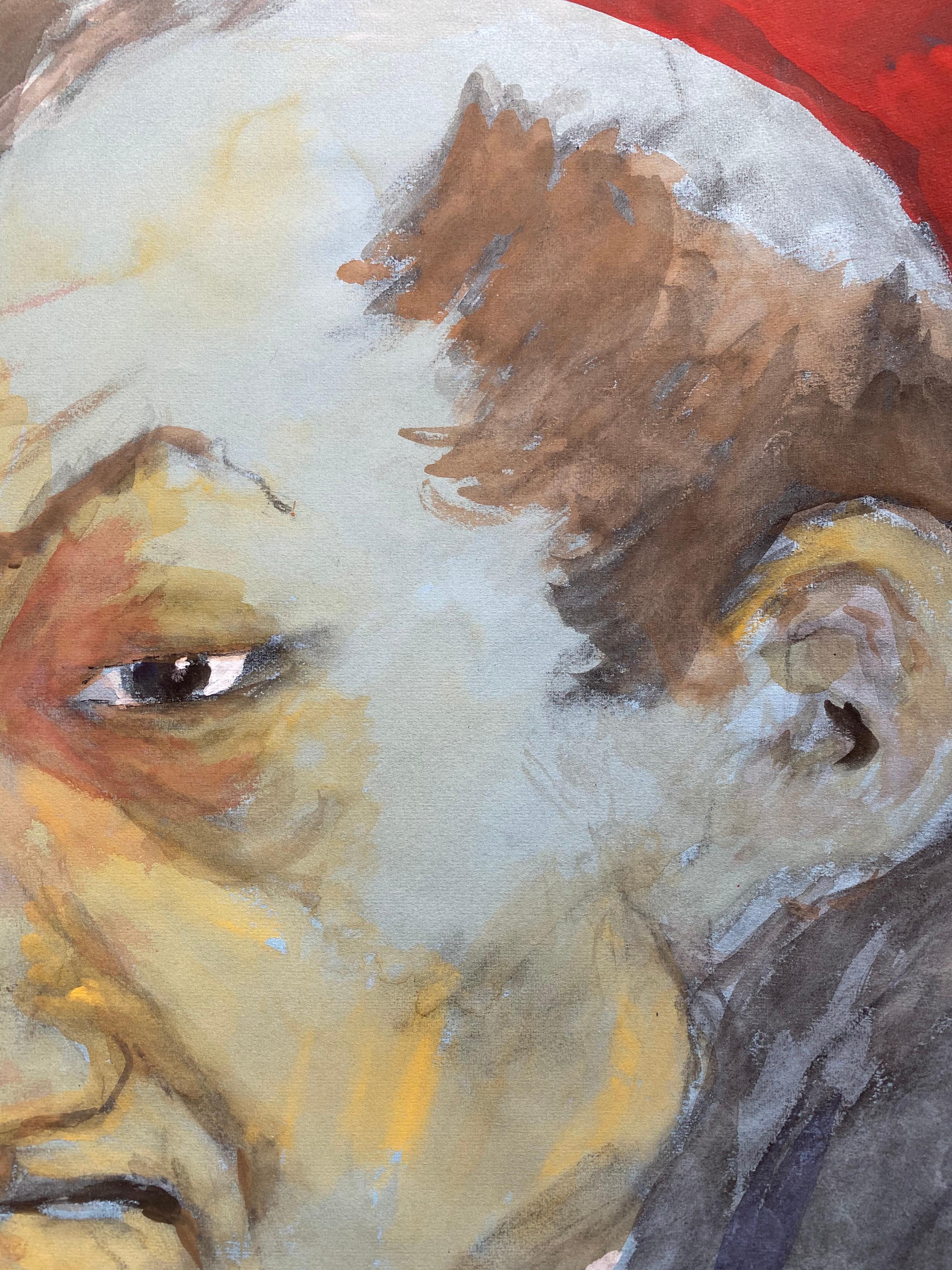 1960's French Portrait Gentleman in Deep Thought, Caricature For Sale 1