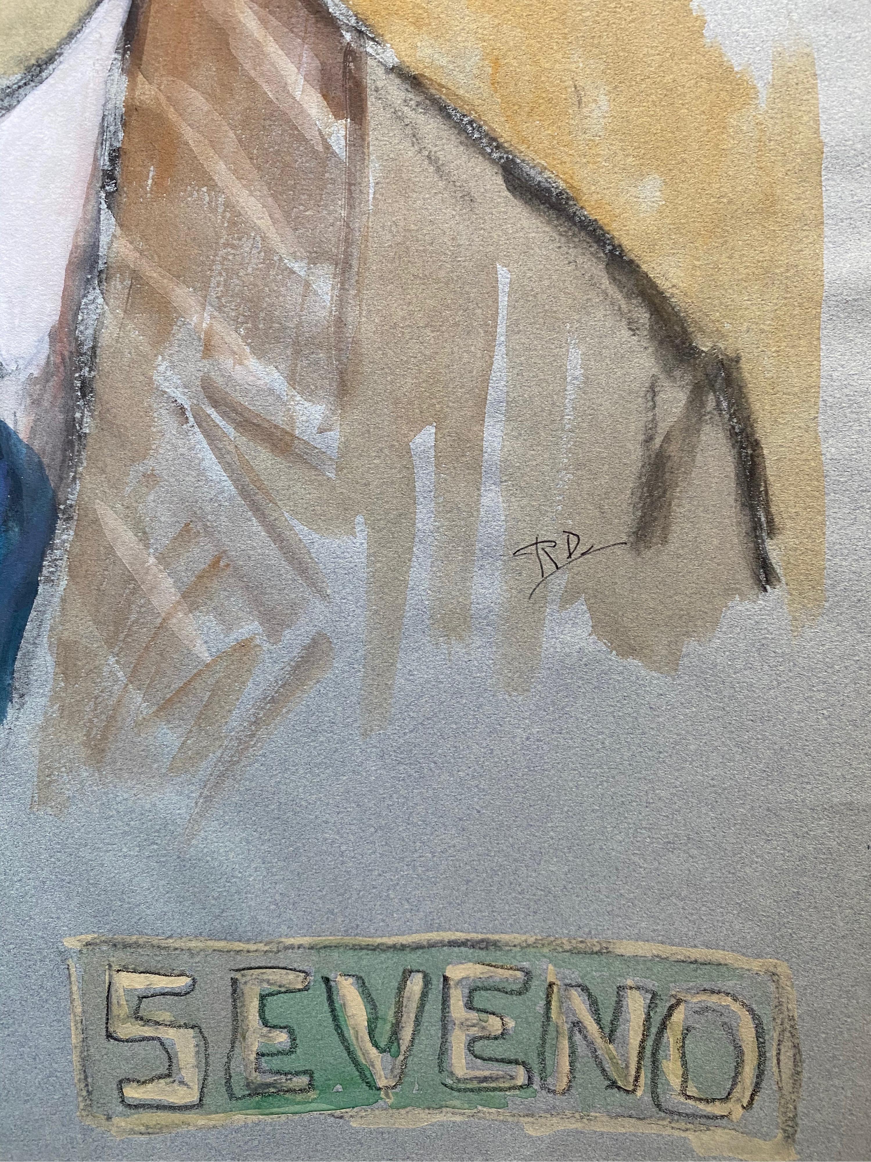 1960's French Portrait Grumpy Man Caricature For Sale 1
