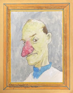 Portrait français des années 1960 d'un homme en blazer à carreaux, caricature