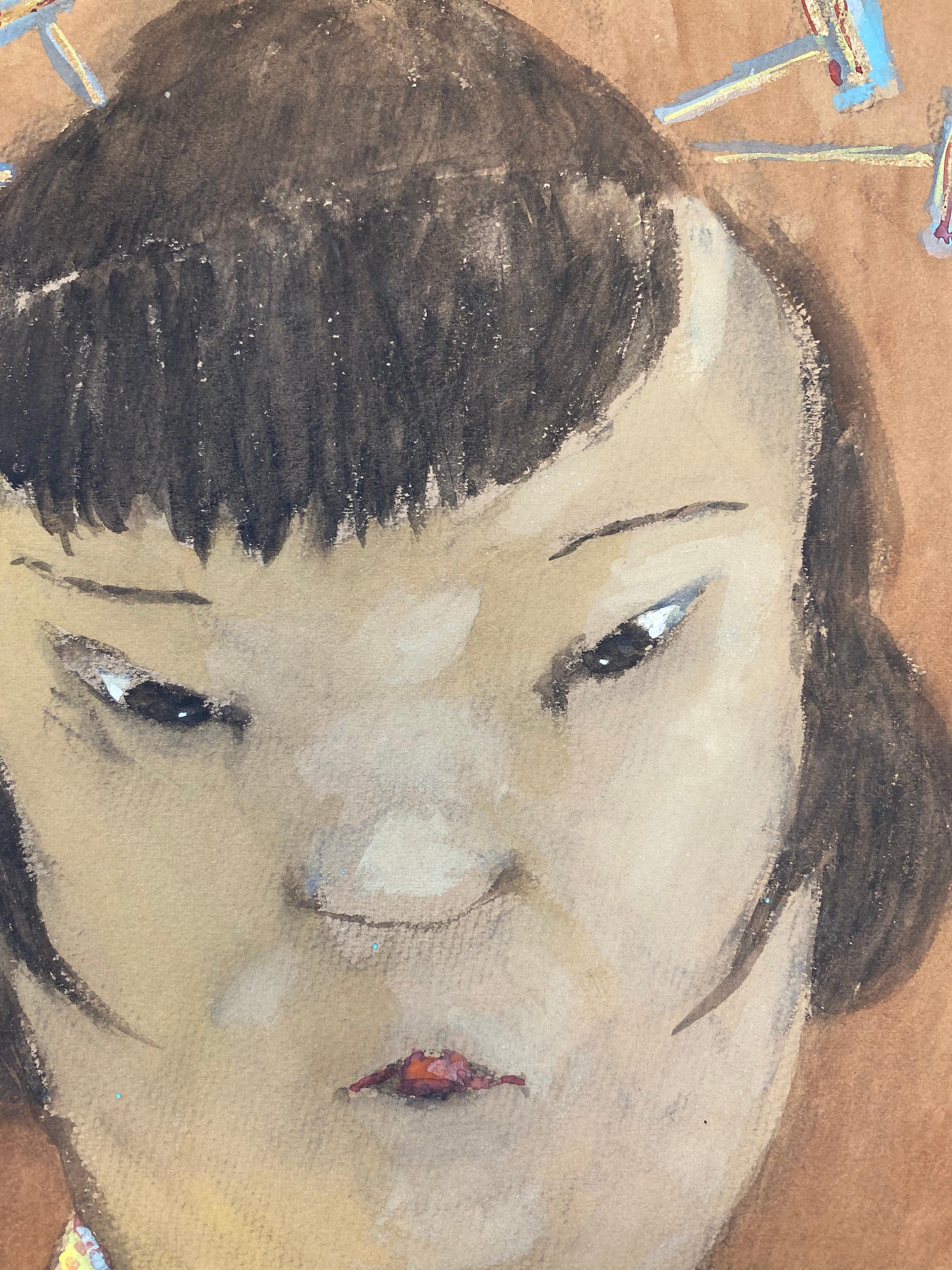 French character portrait.
French school, mid-20th century.
Gouache paint on unframed paper.
signed lower corner.
Image : 12.75 x 9.5 inches.



Superbly decorative 1960's French portrait painting. Ideal for many interiors! So stylish and utterly
