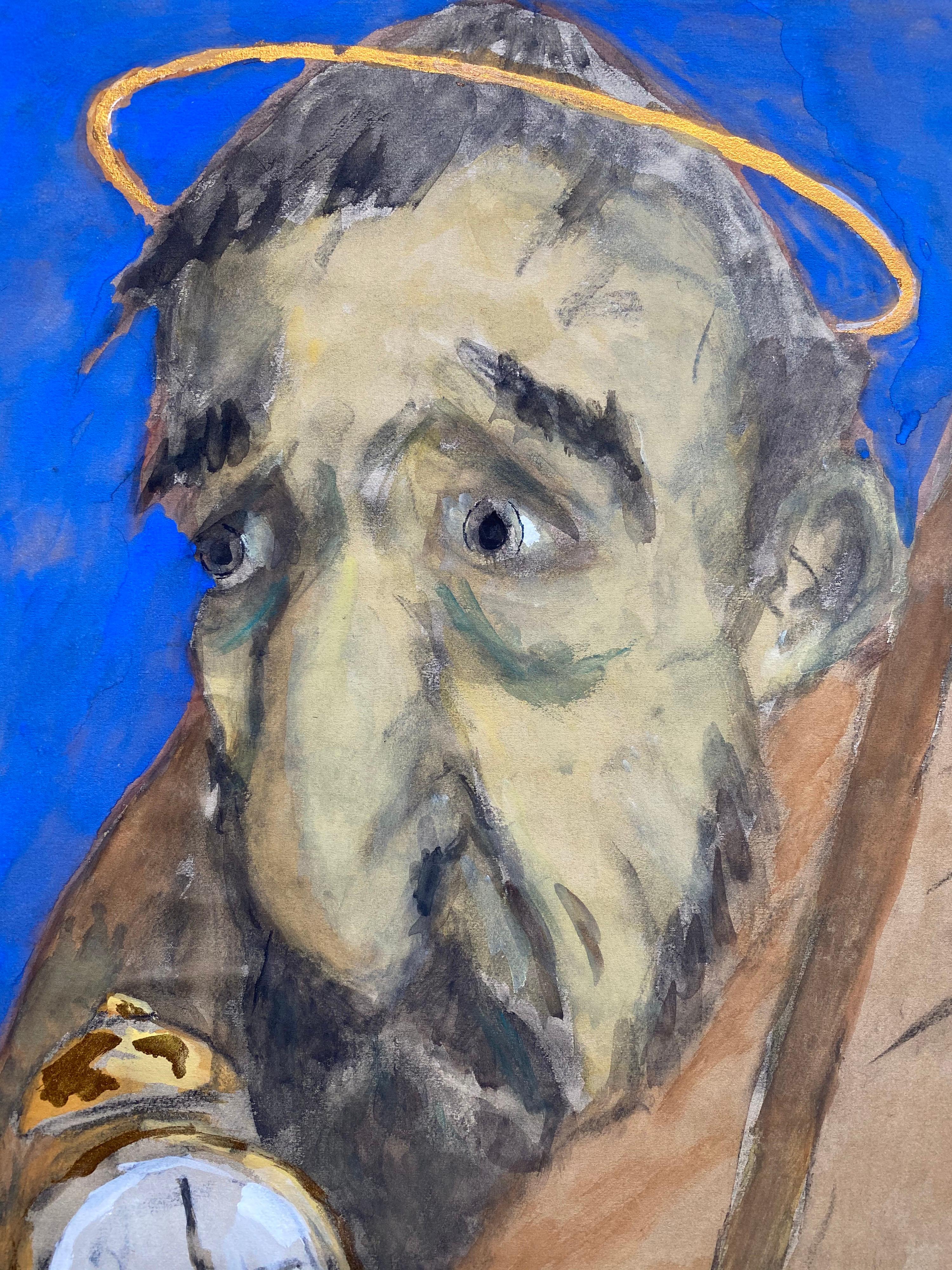 Französisches, religiöses Porträt eines alten Mannes aus den 1960er Jahren, Karikatur (Impressionismus), Painting, von Unknown