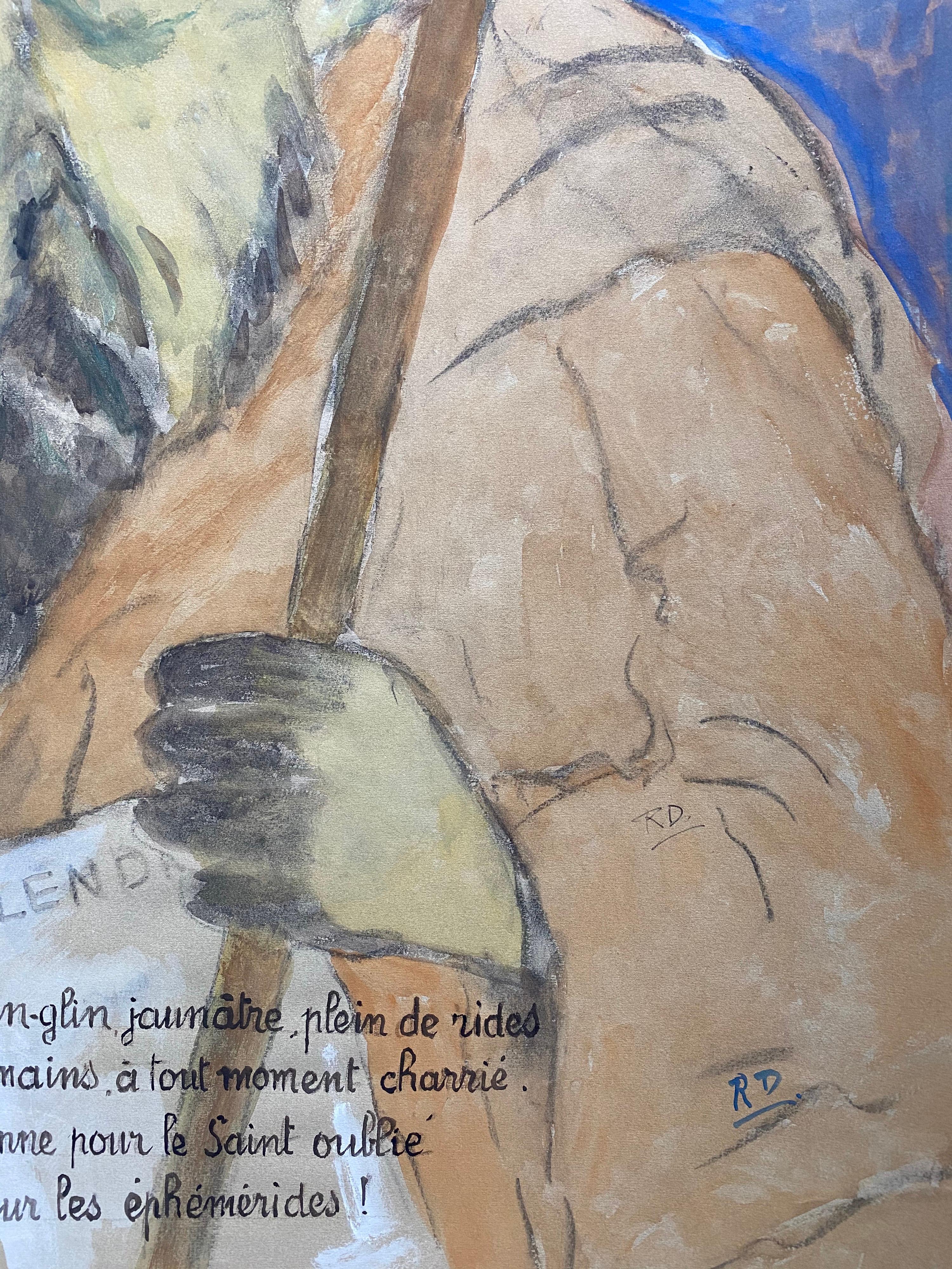 Französisches Charakterporträt
Französische Schule, Mitte 20. Jahrhundert
Gouachefarbe auf ungerahmtem Papier
gestempelt
Bild: 25 x 19,75 Zoll



Hervorragend dekoratives französisches Porträtgemälde aus den 1960er Jahren. Ideal für viele