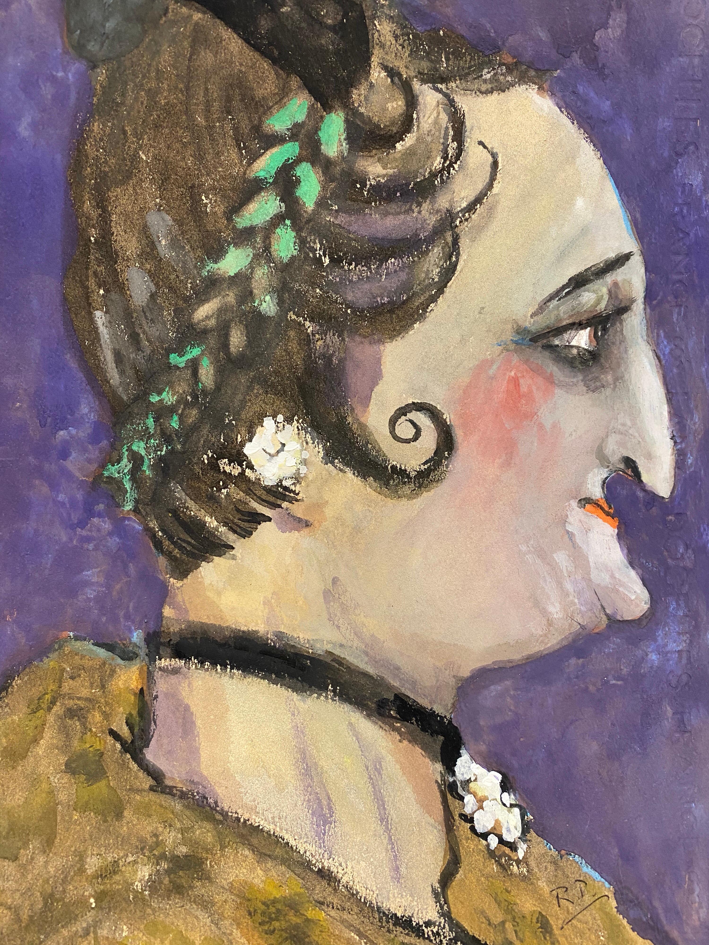 French Character Portrait
French school, Mid 20th Century
Gouache paint on unframed paper
signed lower corner
Image : 16.5 x 9.25 inches



Superbly decorative 1960's French portrait painting. Ideal for many interiors! So stylish and utterly