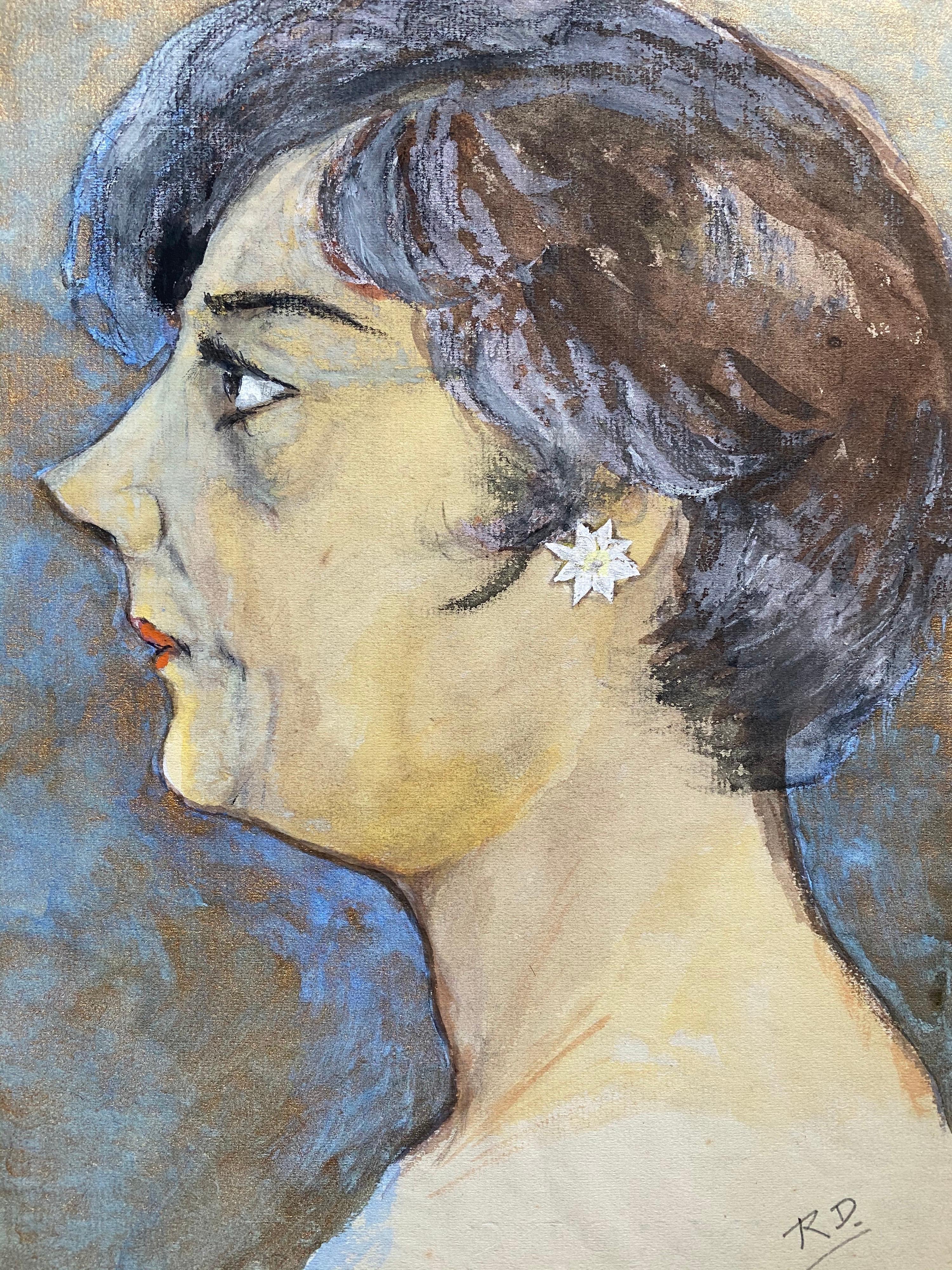 French character portrait
French school, mid 20th century
Gouache paint on unframed paper
stamped to the reverse
Image : 12.75 x 9.5 inches
Overall size: 25 5 x 19.75 inches

Superbly decorative 1960's French portrait painting. Ideal for many